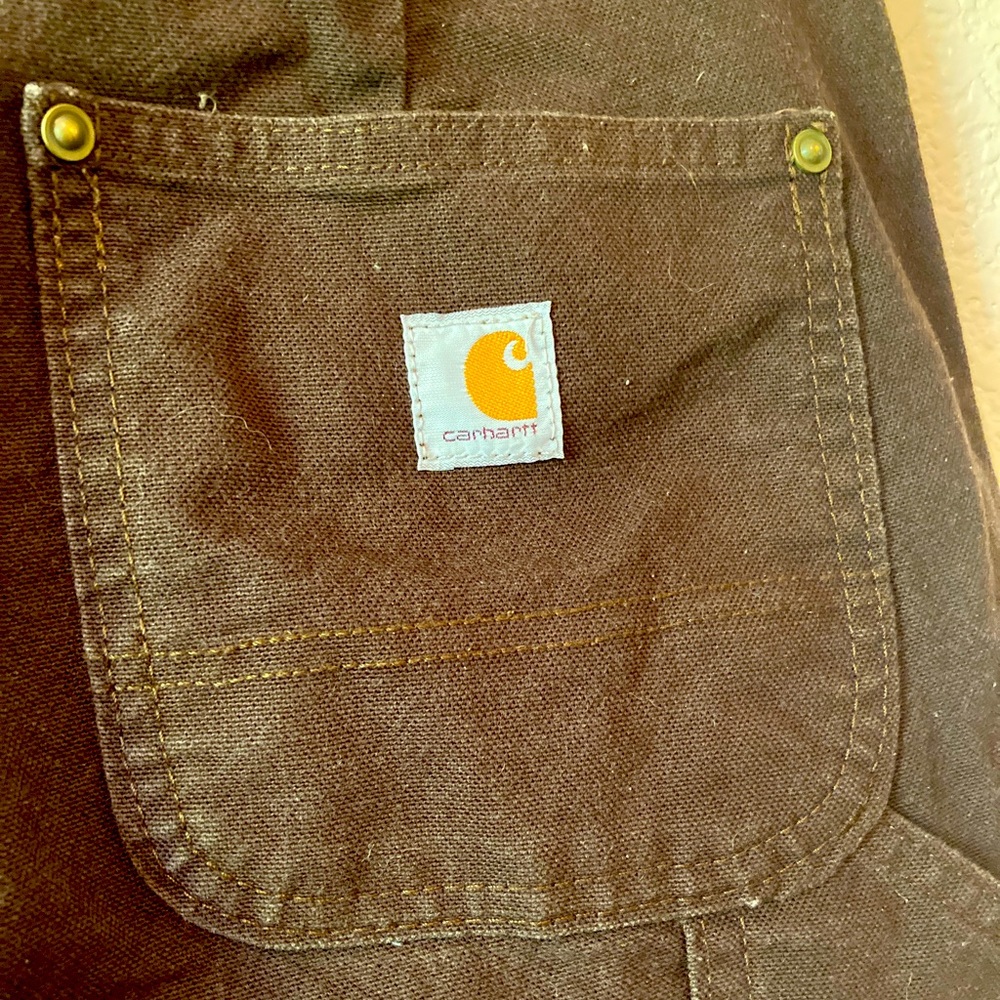 Size 2 straight-leg Carharrt heavy brown canvas pants